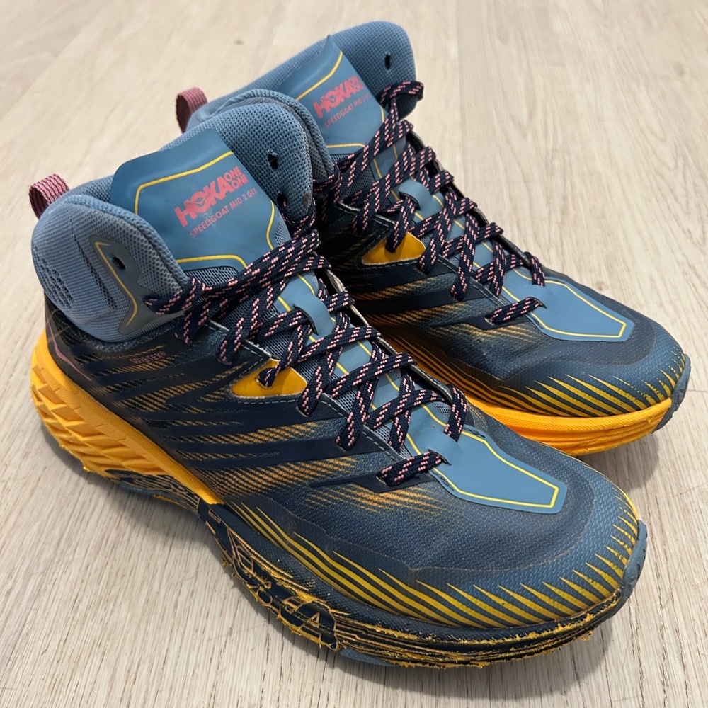 Hoka One One Speedgoat Mid 2 GTX Womens 8.5 Provincial Blue Saffron 1106533